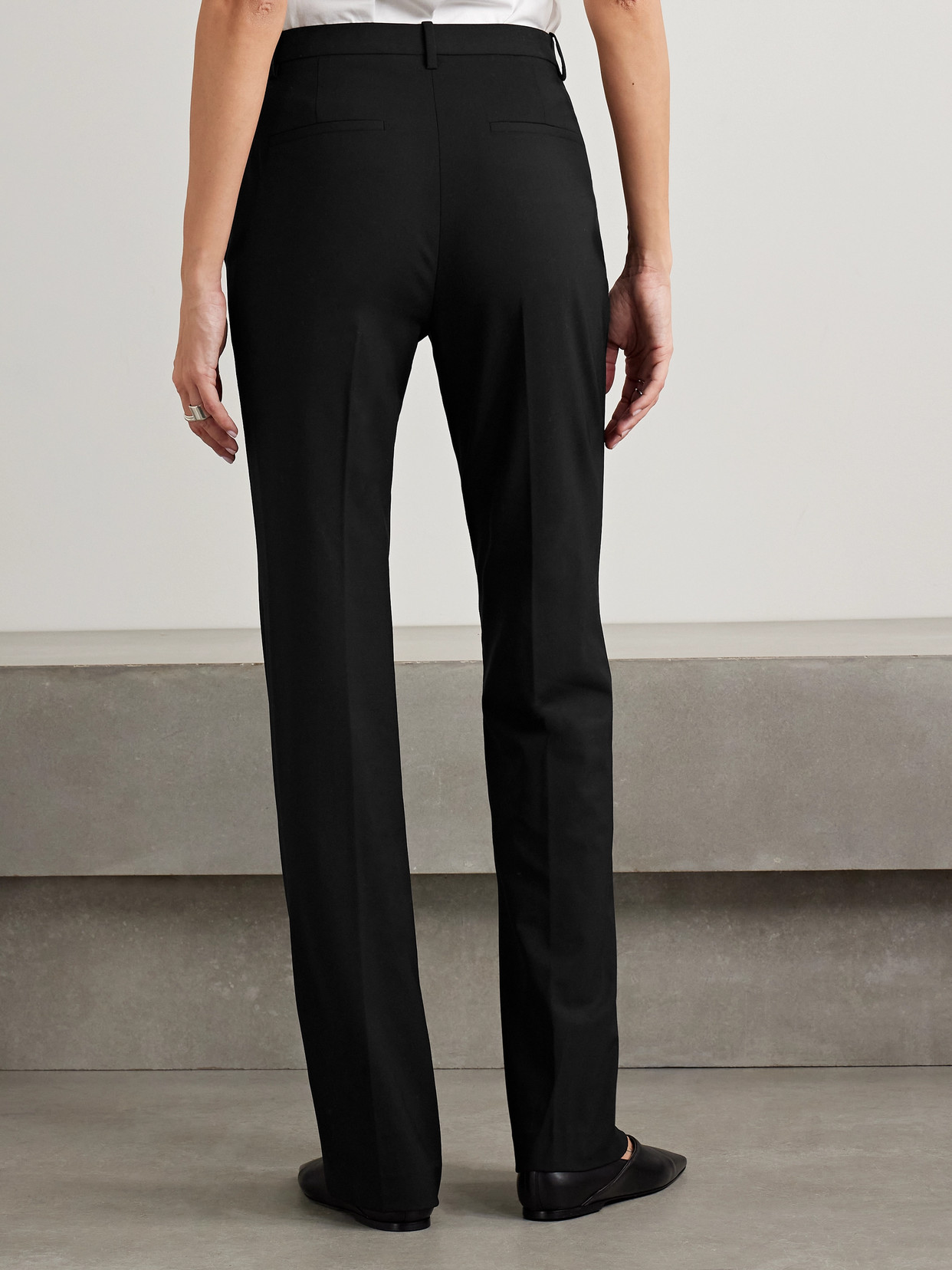Shop Theory Wool-blend Straight-leg Pants In Black