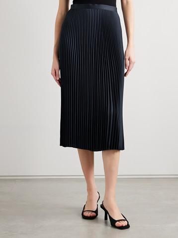 Theory Plissé-satin midi skirt