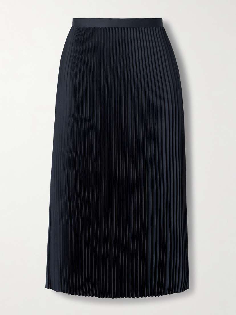 Theory Plissé-satin Midi Skirt