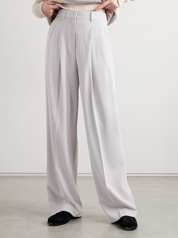 Theory Pleated crepe wide-leg pants