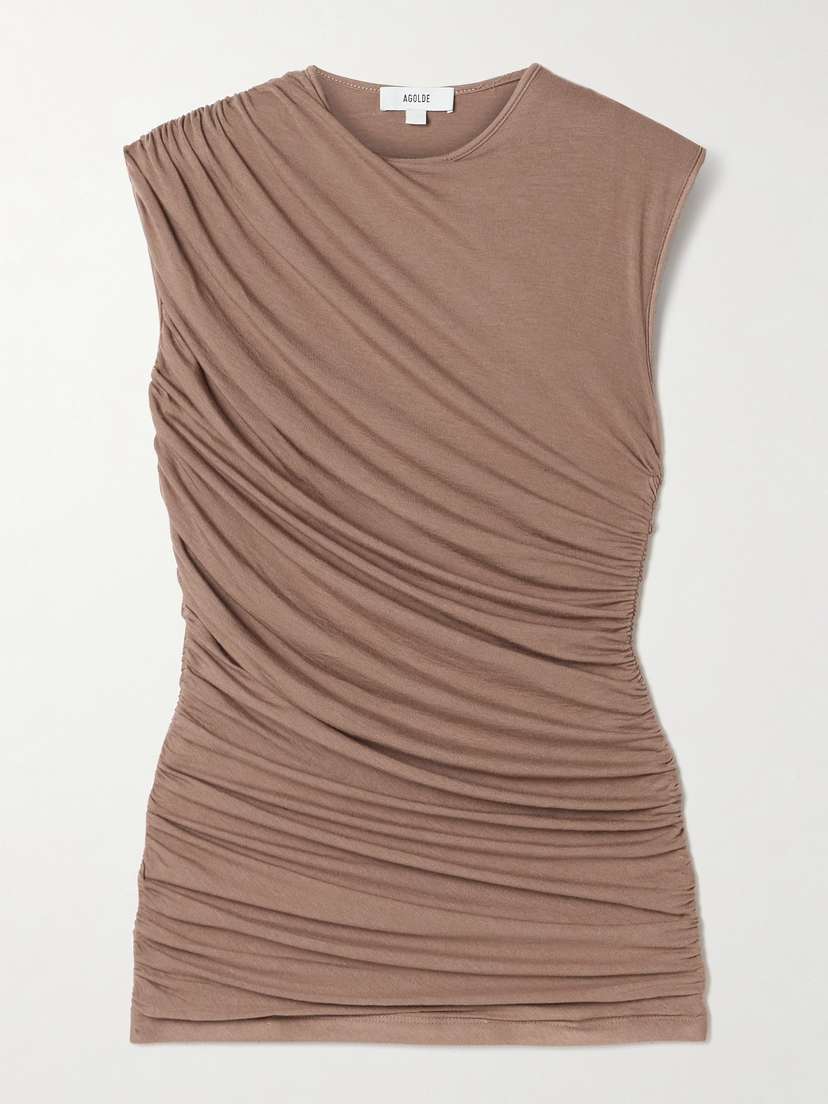 AGOLDE Ester Ruched Stretch-tencel™ Lyocell Jersey Tank