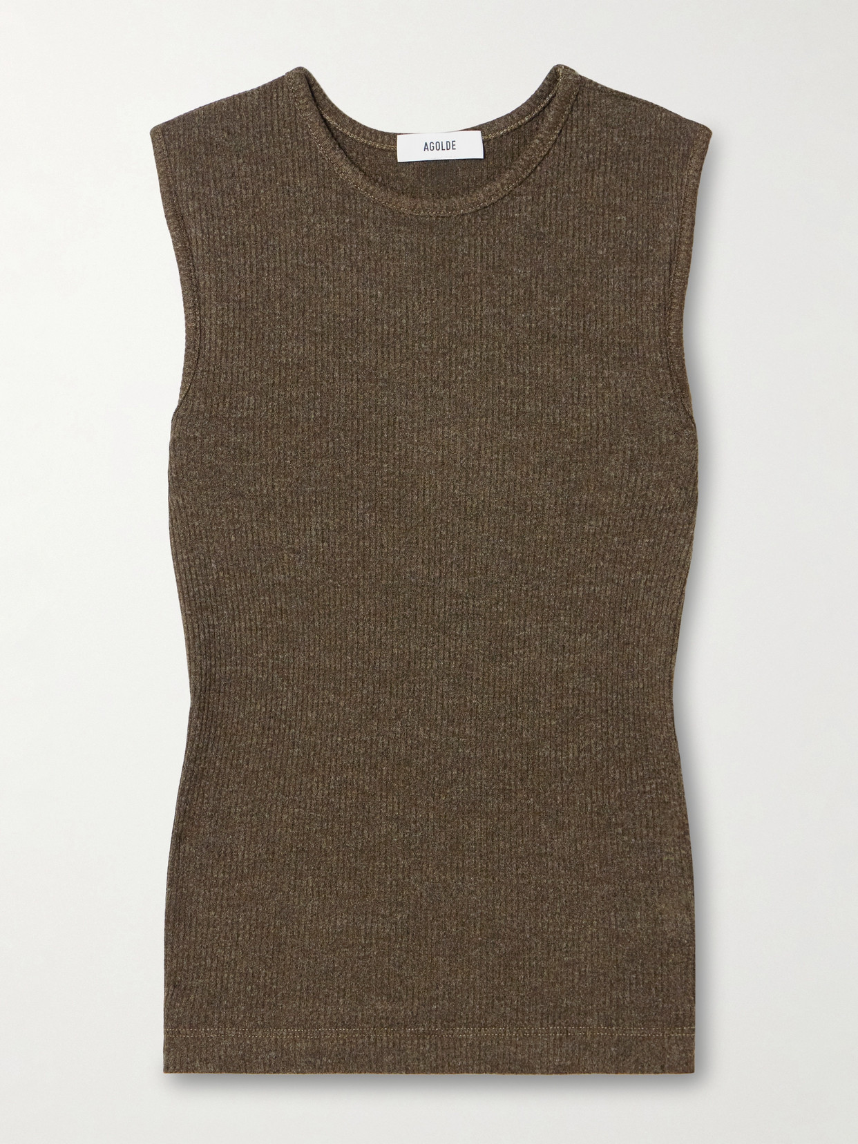 Agolde Binx Ribbed Jersey Tank In Brown