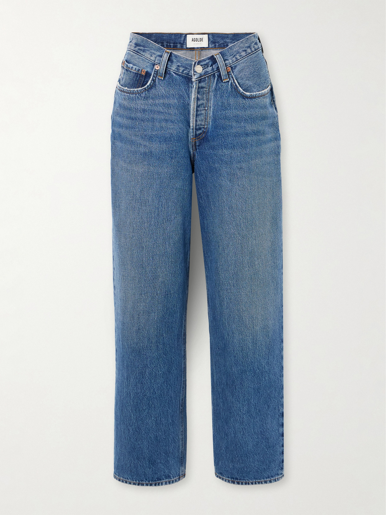Agolde V Waist Baggy Mid-rise Straight-leg Jeans In Blue