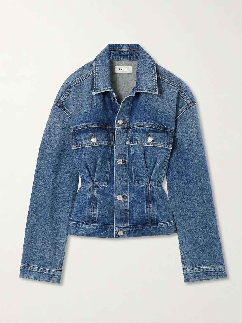 AGOLDE Zyla Cinch Buckled Gathered Denim Jacket