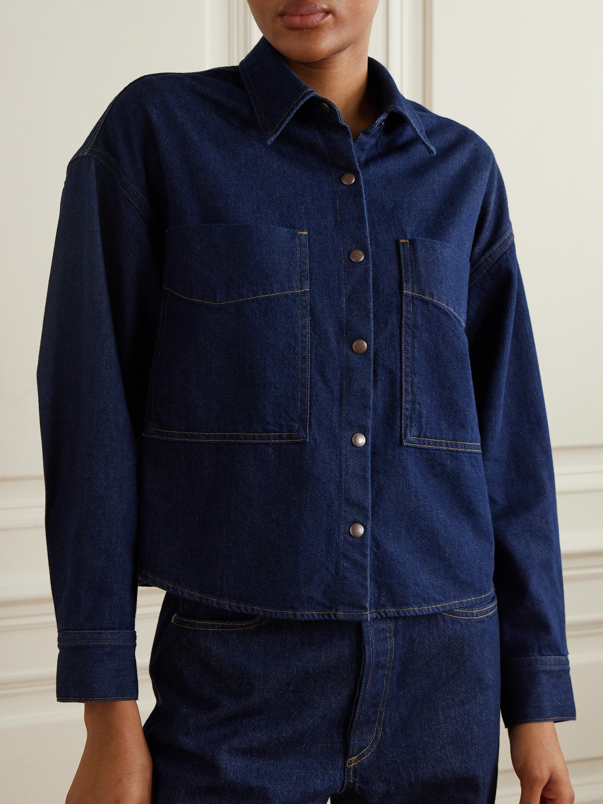 Agolde Snap Button Denim Shirt In Blue
