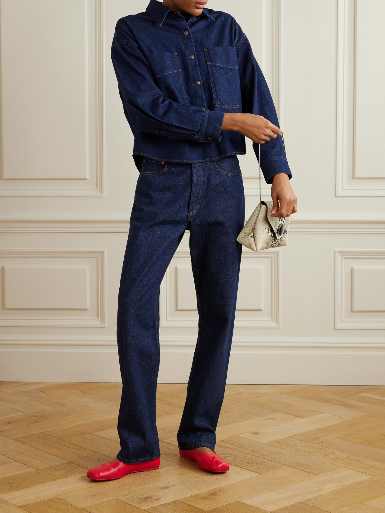 Agolde Snap Button Denim Shirt In Blue