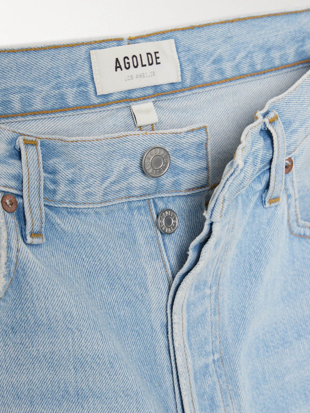 Agolde Blue Jeans With Wide Leg And Logo Patch On The Rear In Blue