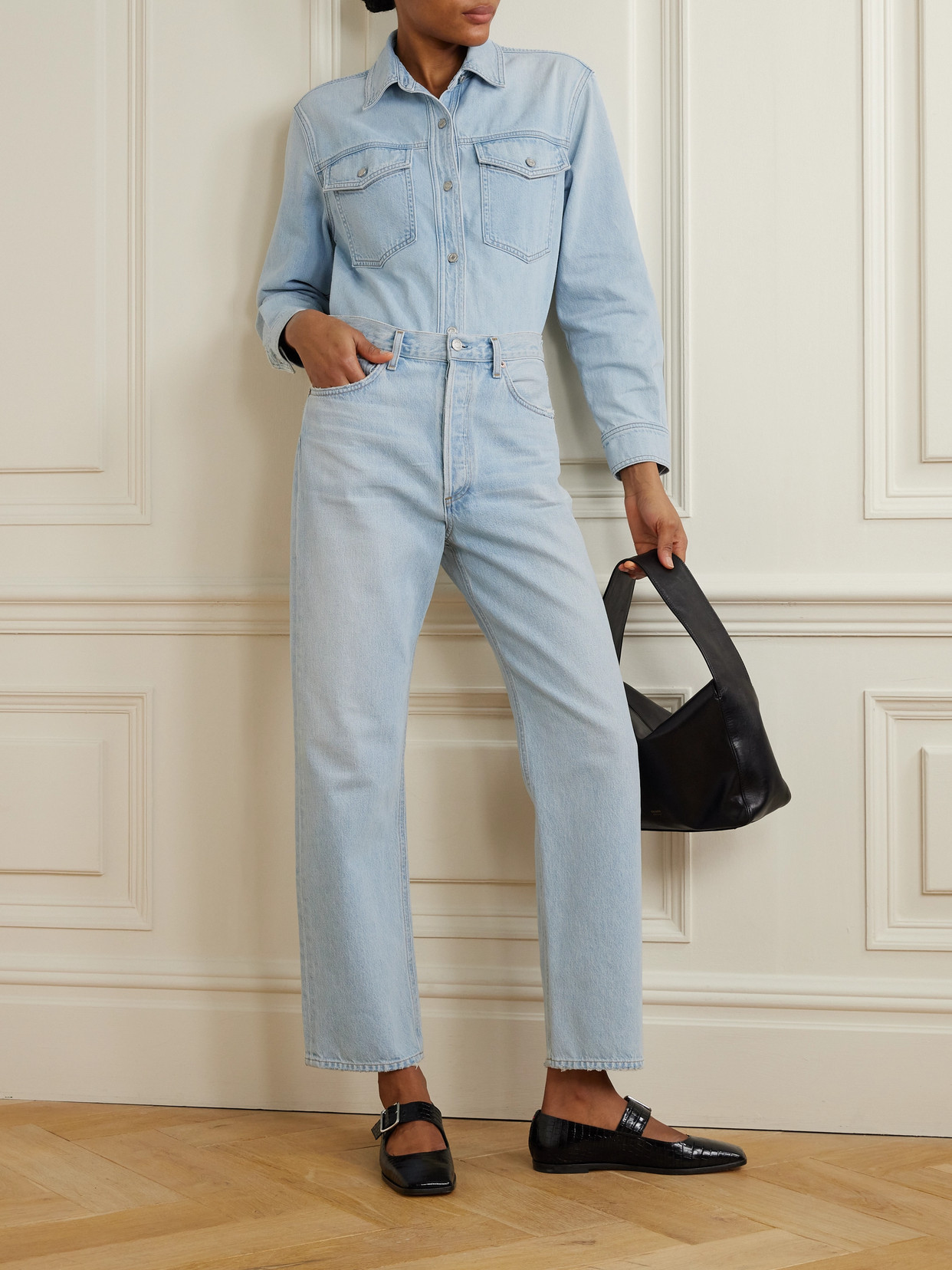 Agolde Blue Jeans With Wide Leg And Logo Patch On The Rear In Blue