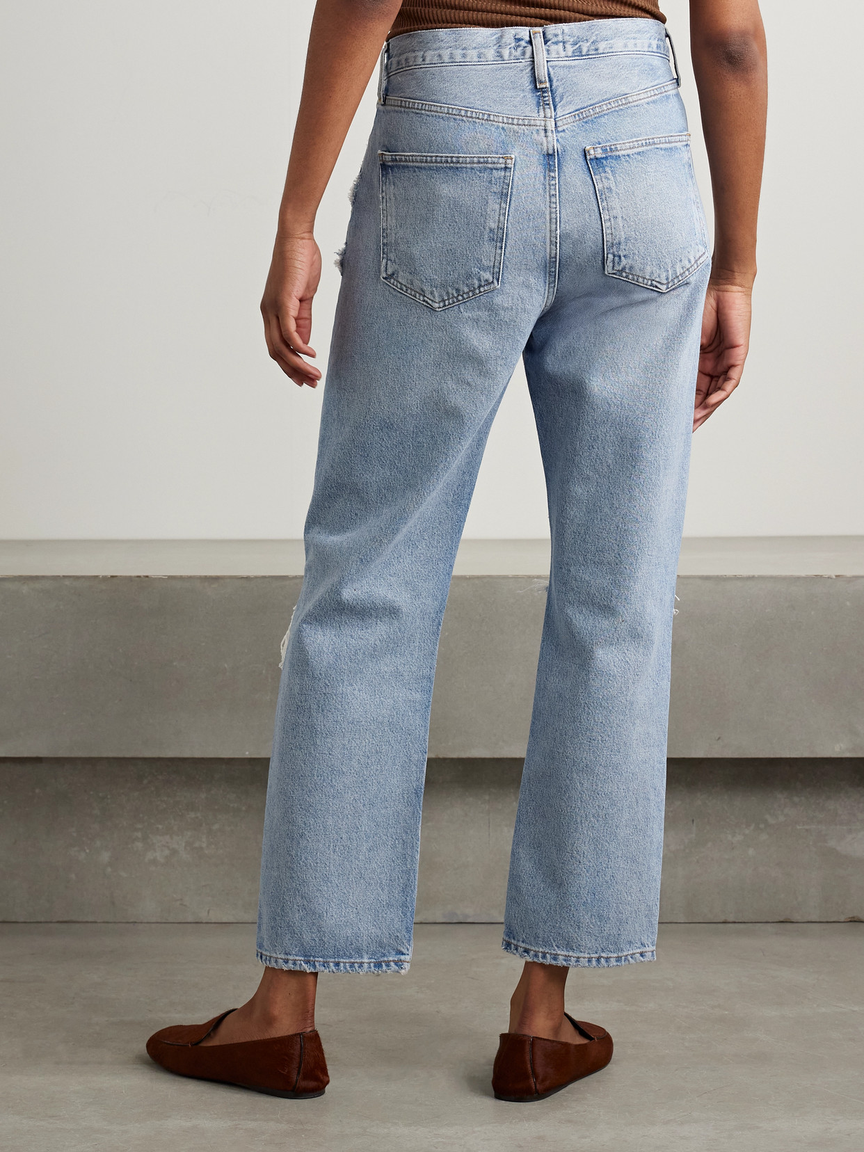 Agolde '90s Distressed Mid-rise Straight-leg Jeans In Blue