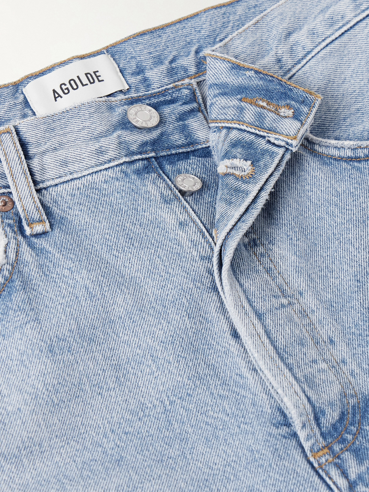Agolde '90s Distressed Mid-rise Straight-leg Jeans In Blue