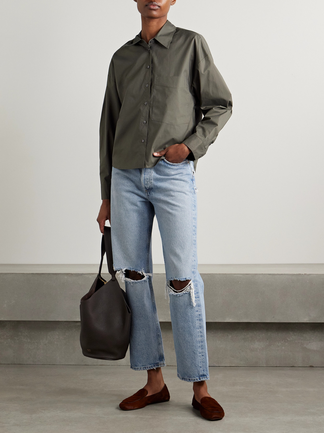 Agolde '90s Distressed Mid-rise Straight-leg Jeans In Blue
