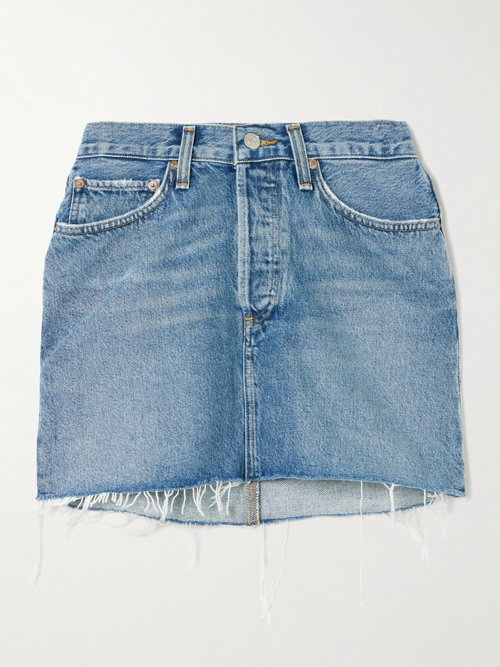Agolde V-Waist frayed denim mini skirt thumbnail