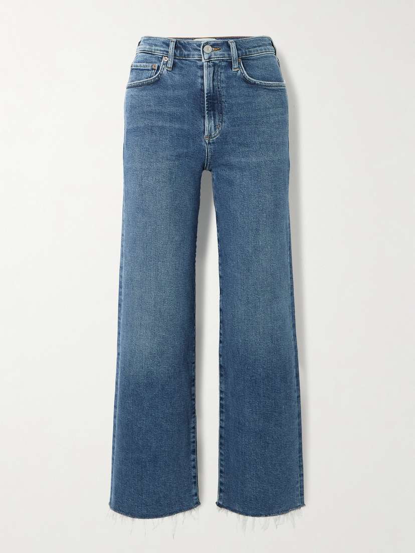 AGOLDE Harper Cropped Frayed Mid-rise Straight-leg Jeans