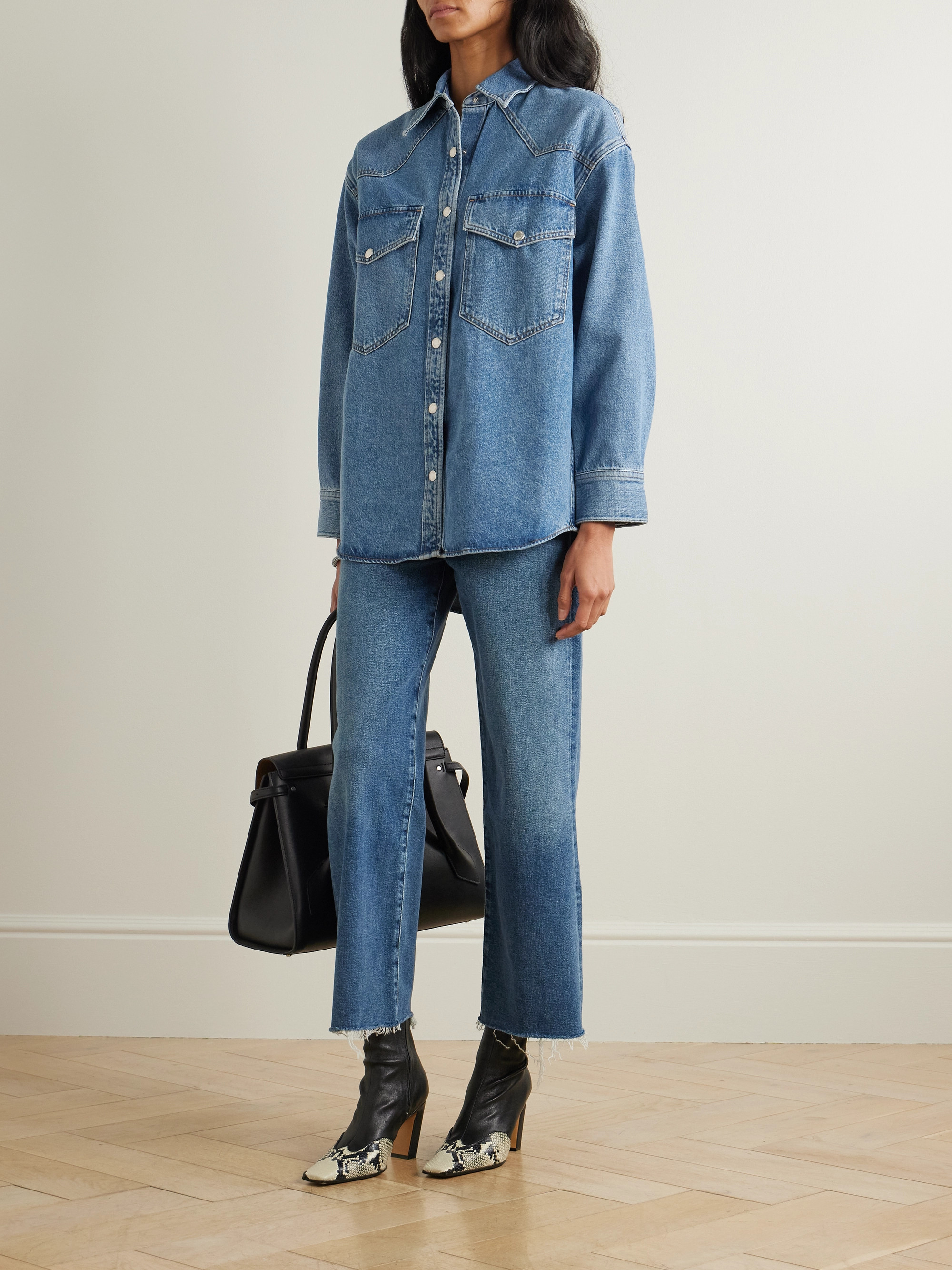Agolde Harper cropped frayed mid-rise straight-leg jeans thumbnail