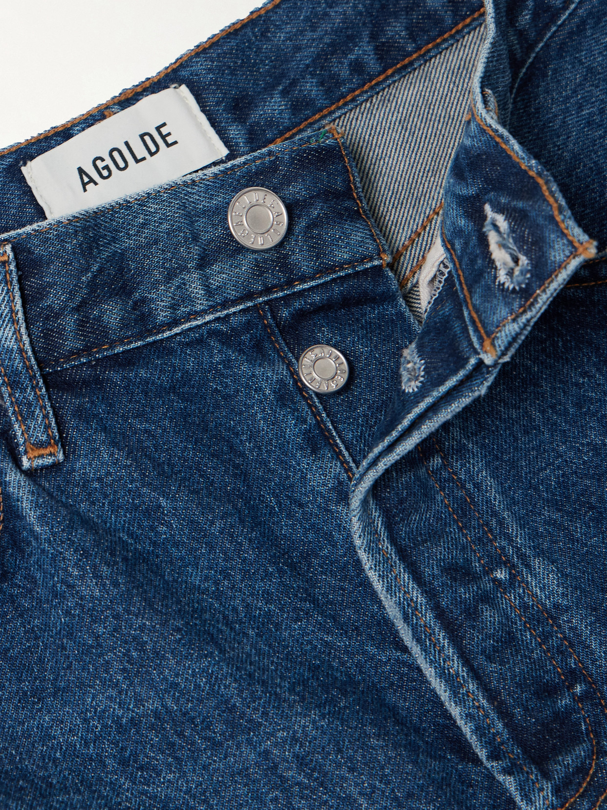 Agolde Dame High Waist Mid Length Relaxed Denim Shorts In Blue