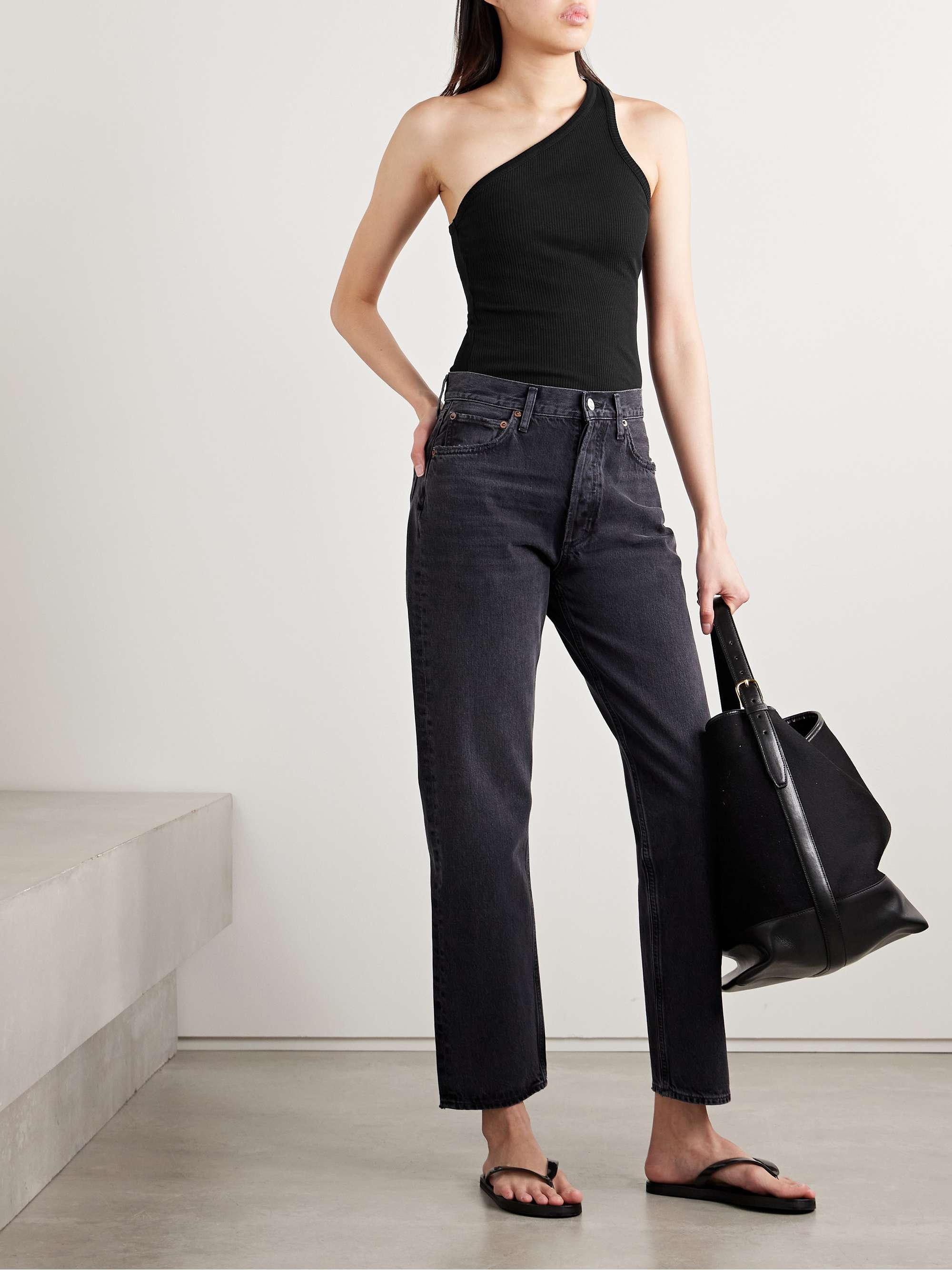 Jen One Shoulder Rib Tank Jen One Shoulder Rib Tank