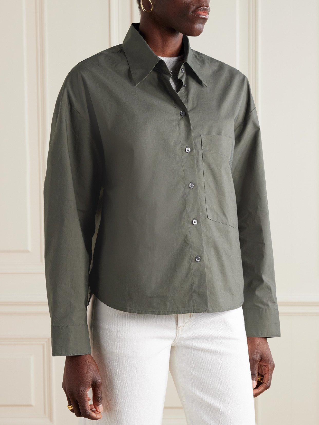 Agolde Long Sleeve Button-down Shirt In Green