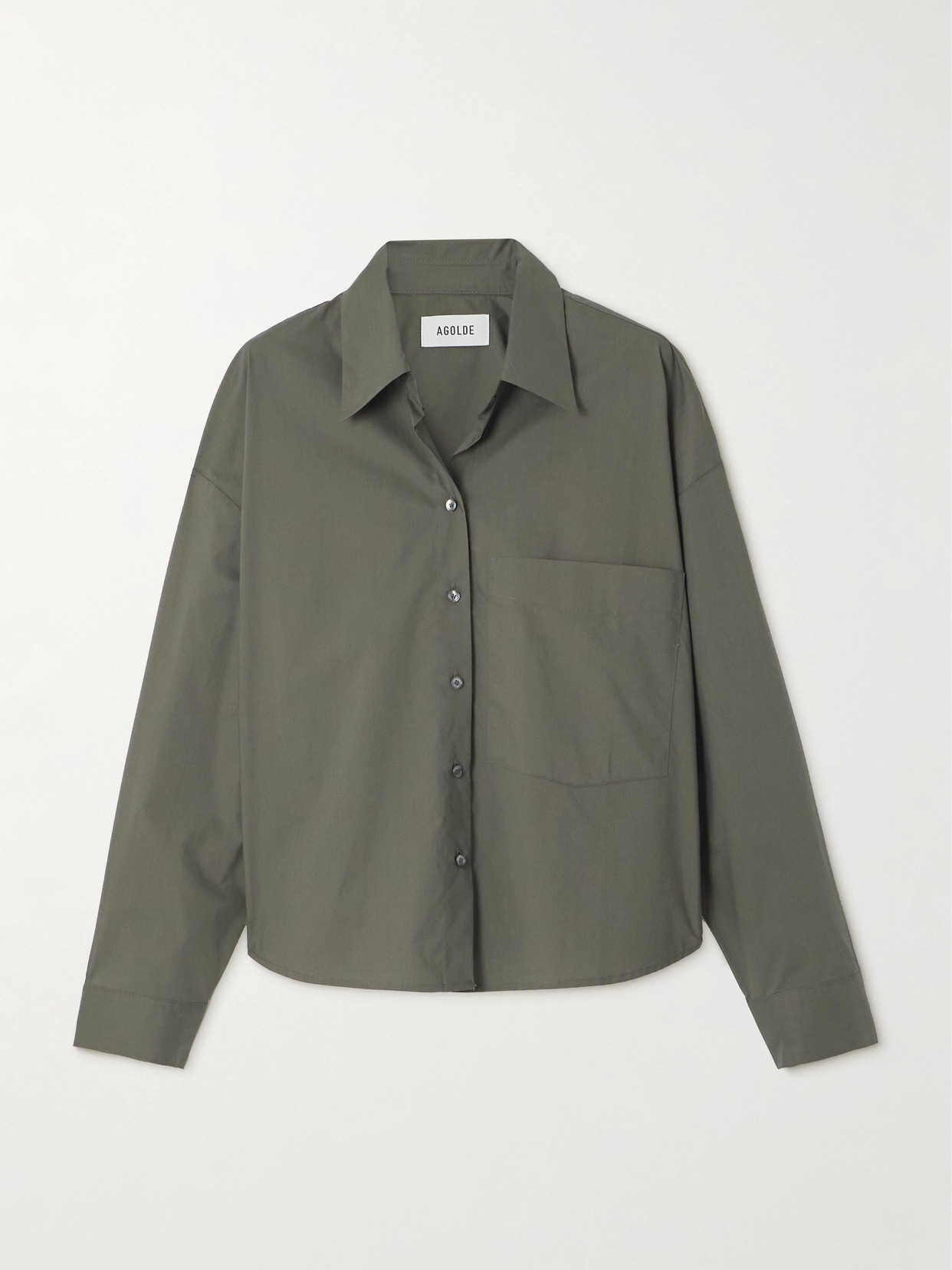 Agolde Naya Cotton-poplin Shirt In Green