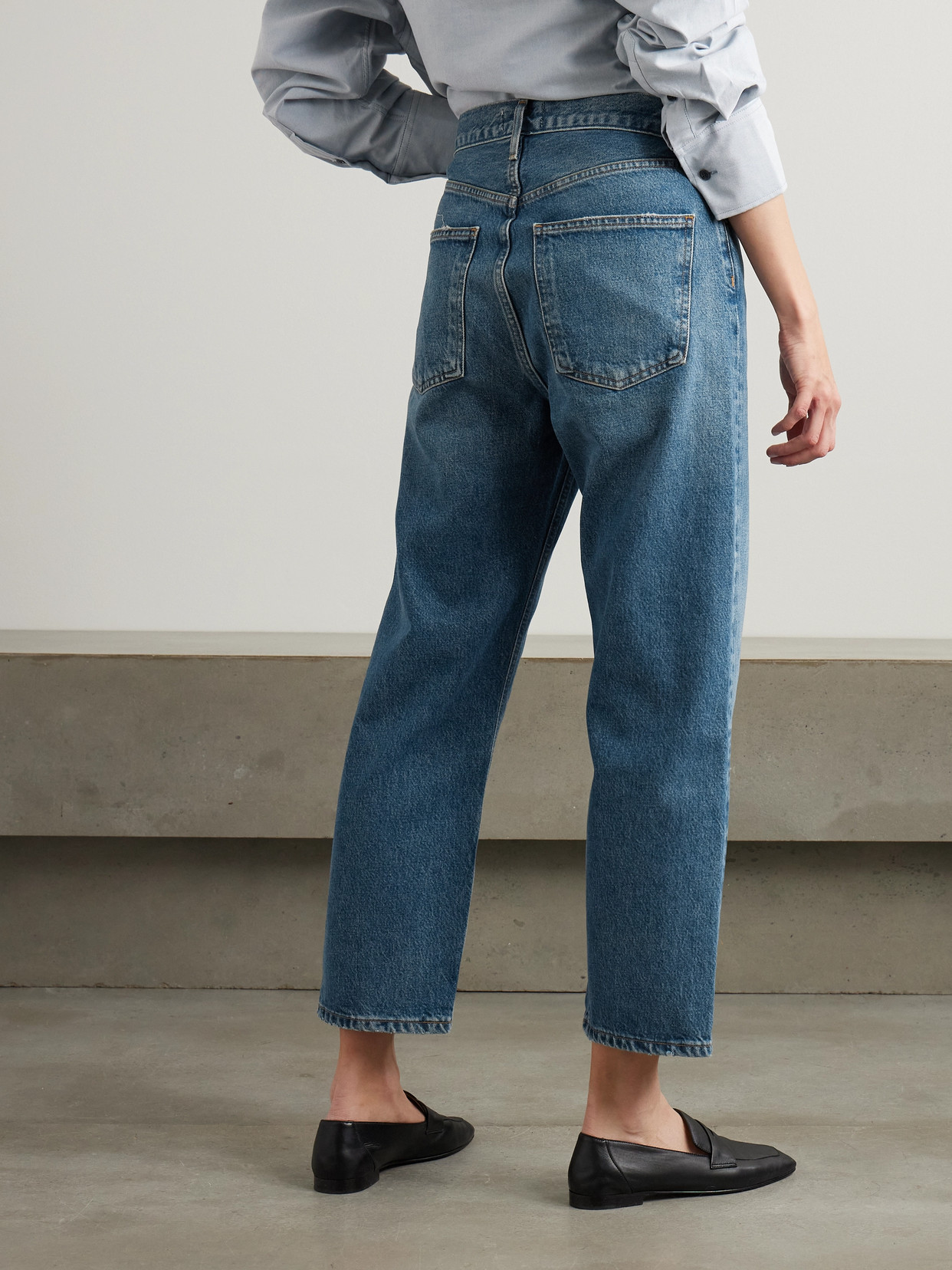Agolde 90s Pinch Waist Long High Rise Straight Jeans In Blue