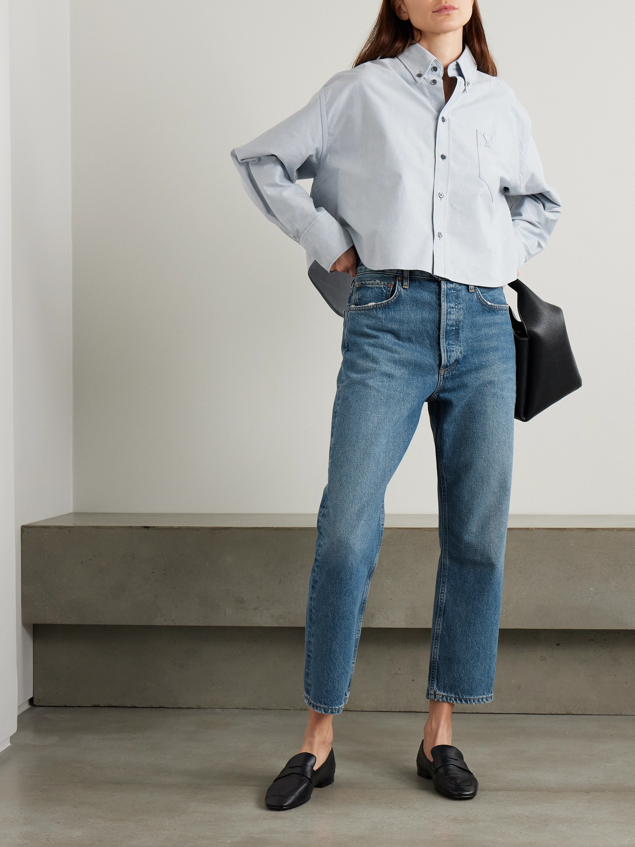 Agolde 90s Pinch Waist Long High Rise Straight Jeans In Blue