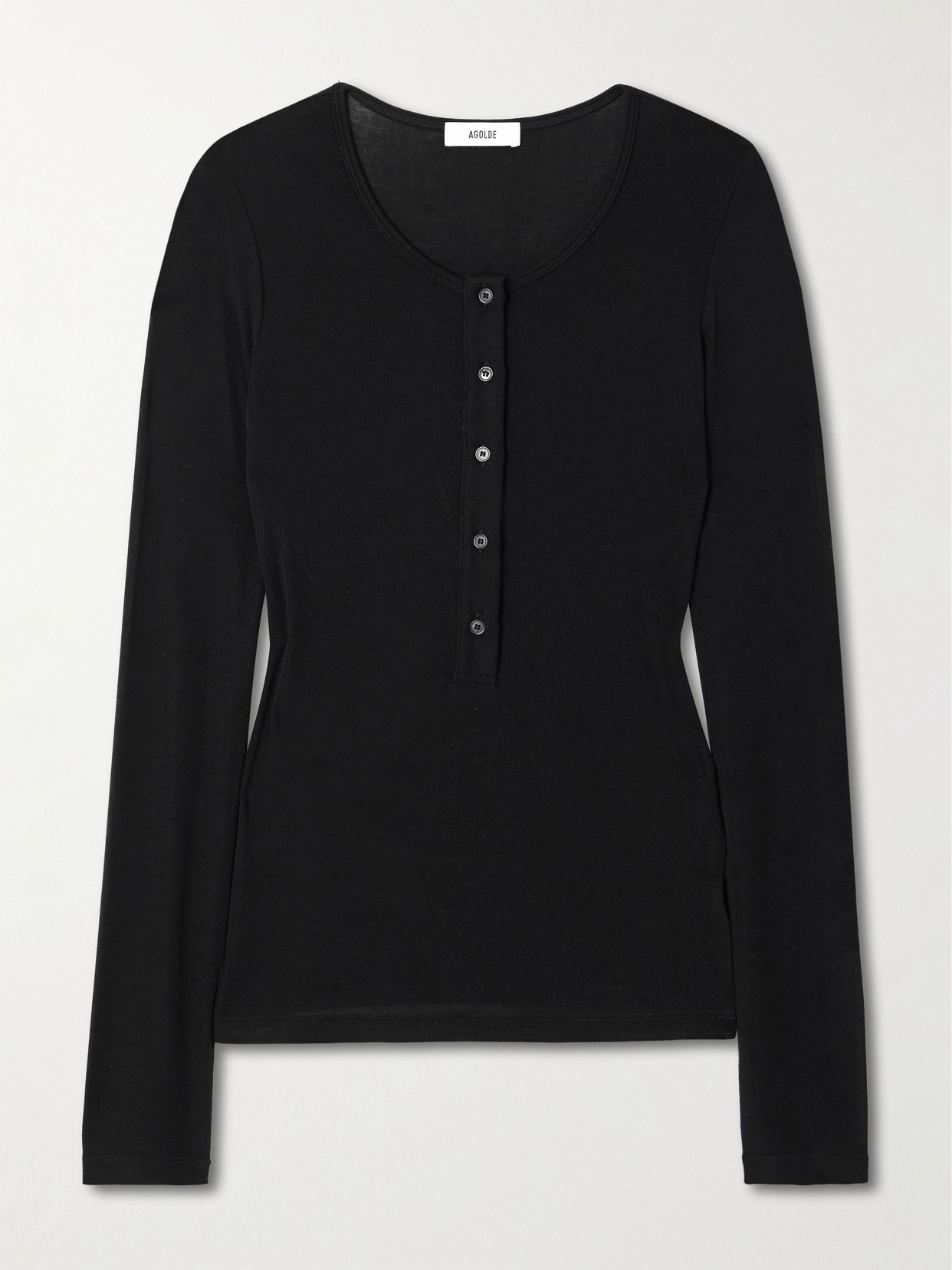 AGOLDE - Faustine Lyocell-blend Henley Top - Black