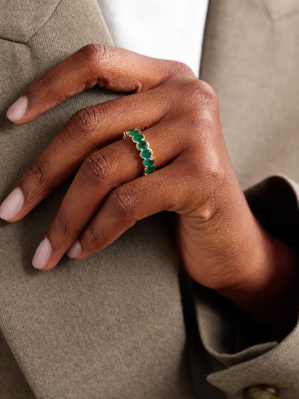 Shop Kolours Jewelry 14-karat Gold Emerald Ring In Green