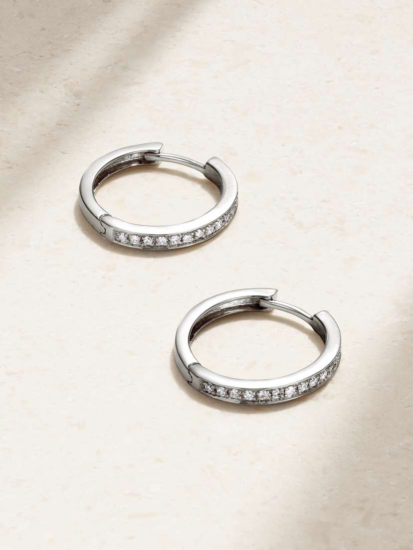 KOLOURS JEWELRY Large 18-karat White Gold Diamond Hoop Earrings