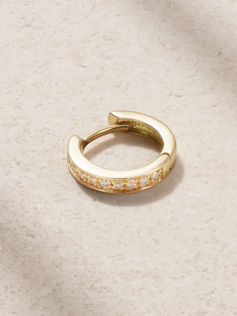 KOLOURS JEWELRY Small 18-karat Gold Diamond Single Hoop Earring