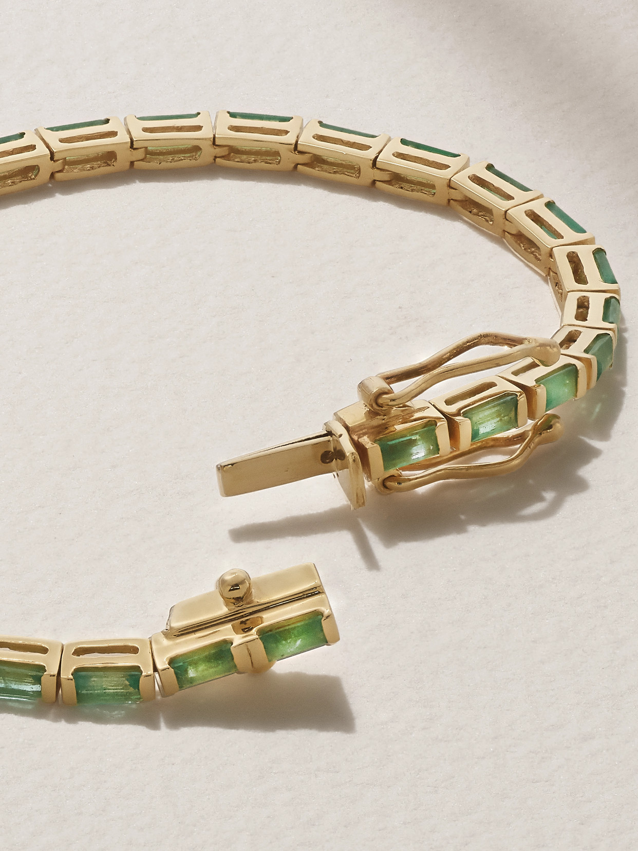 Shop Kolours Jewelry 14-karat Gold Emerald Tennis Bracelet In Green