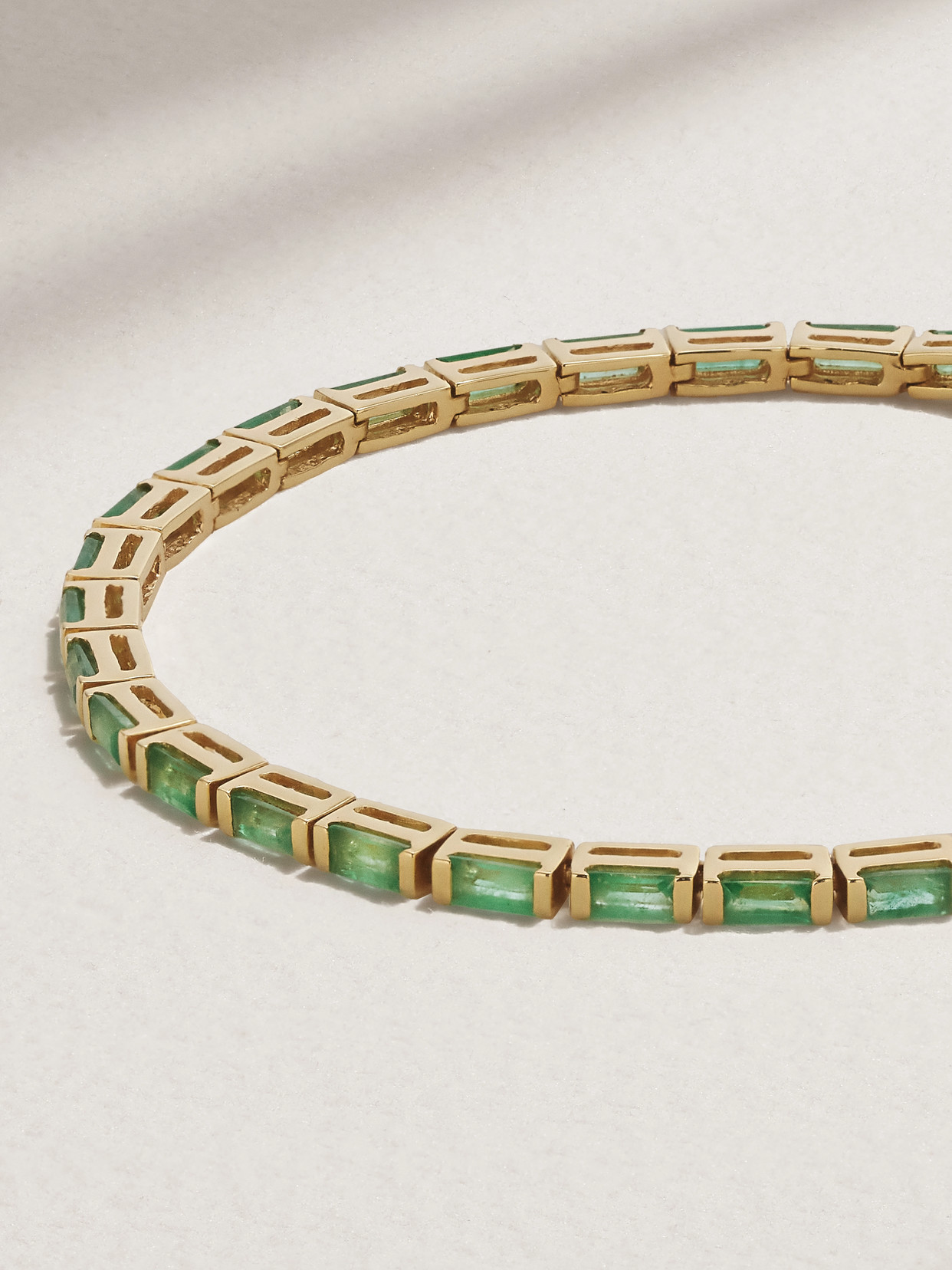 Shop Kolours Jewelry 14-karat Gold Emerald Tennis Bracelet In Green