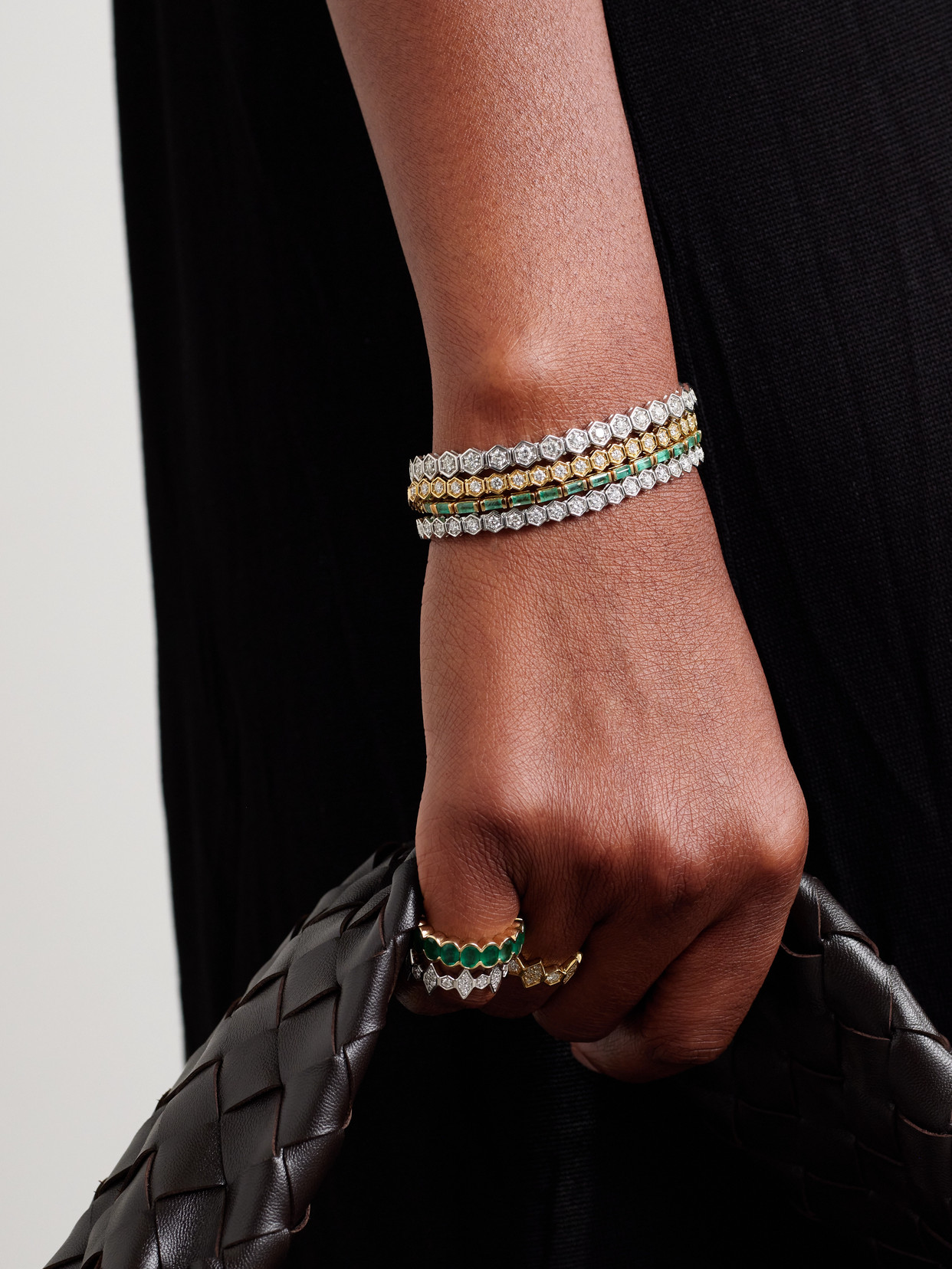 Shop Kolours Jewelry 14-karat Gold Emerald Tennis Bracelet In Green