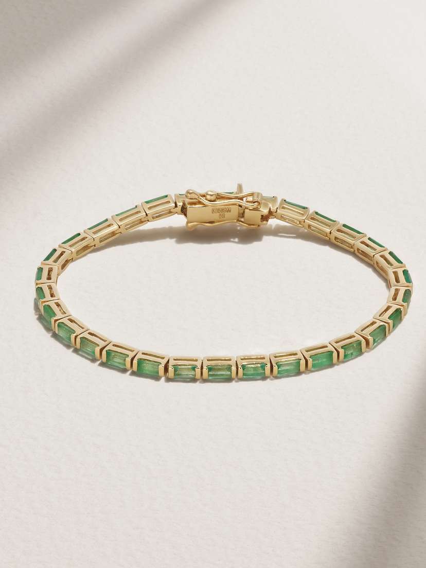 KOLOURS JEWELRY 14-karat Gold Emerald Tennis Bracelet