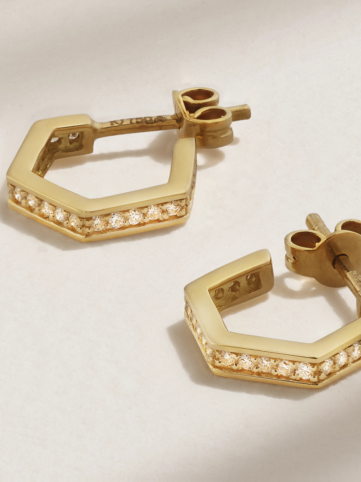 Shop Kolours Jewelry Hexagon Small 18-karat Gold Diamond Hoop Earrings