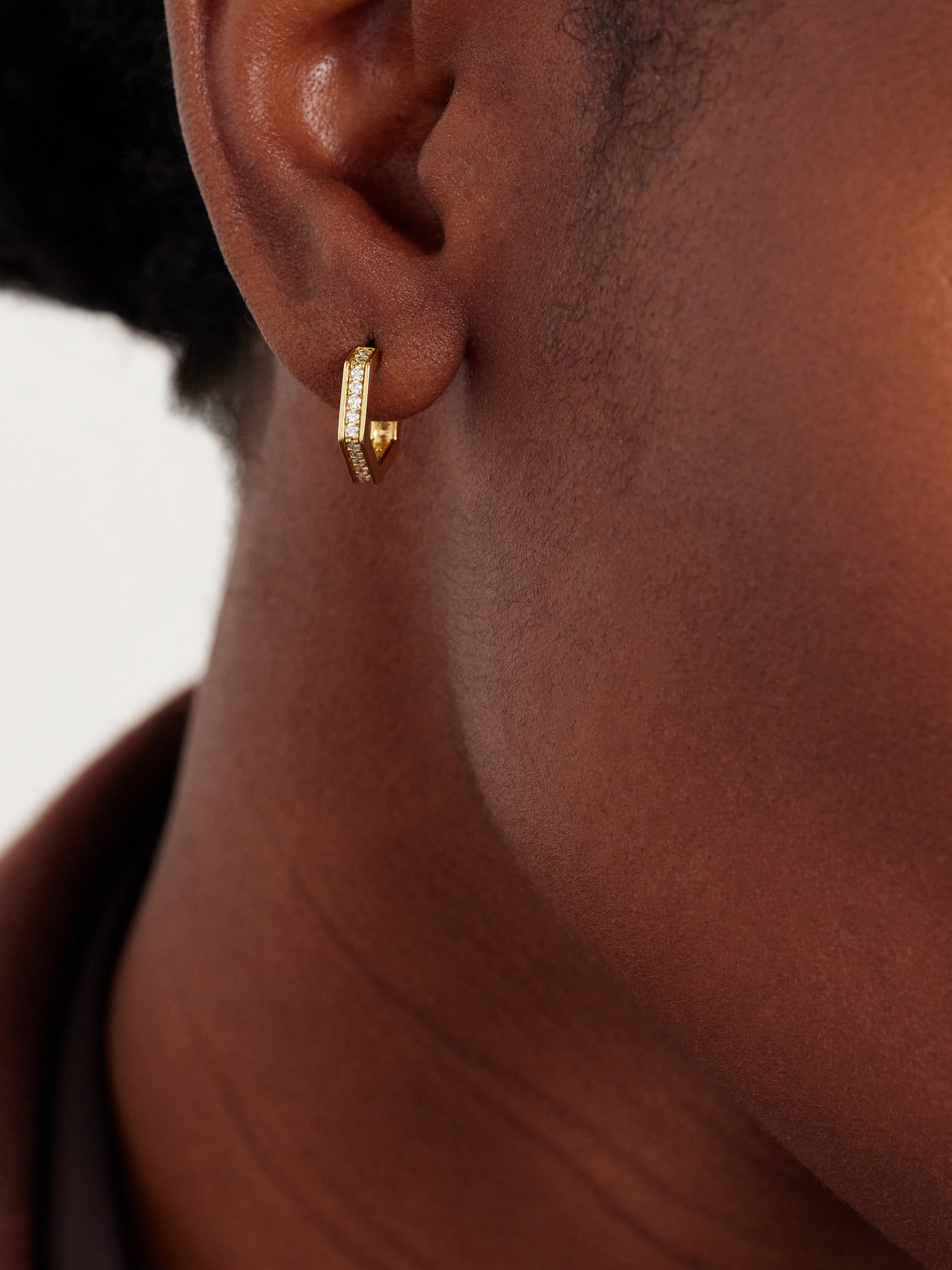 Shop Kolours Jewelry Hexagon Small 18-karat Gold Diamond Hoop Earrings