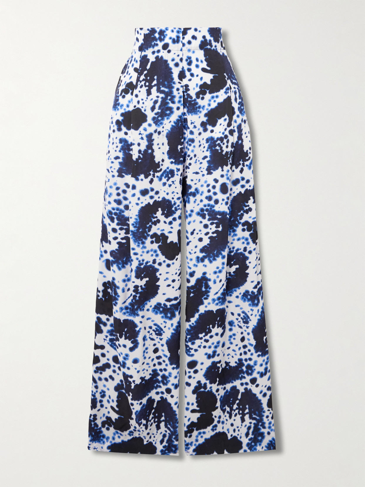 Dries Van Noten Printed High-rise Wide-leg Pants In Blue