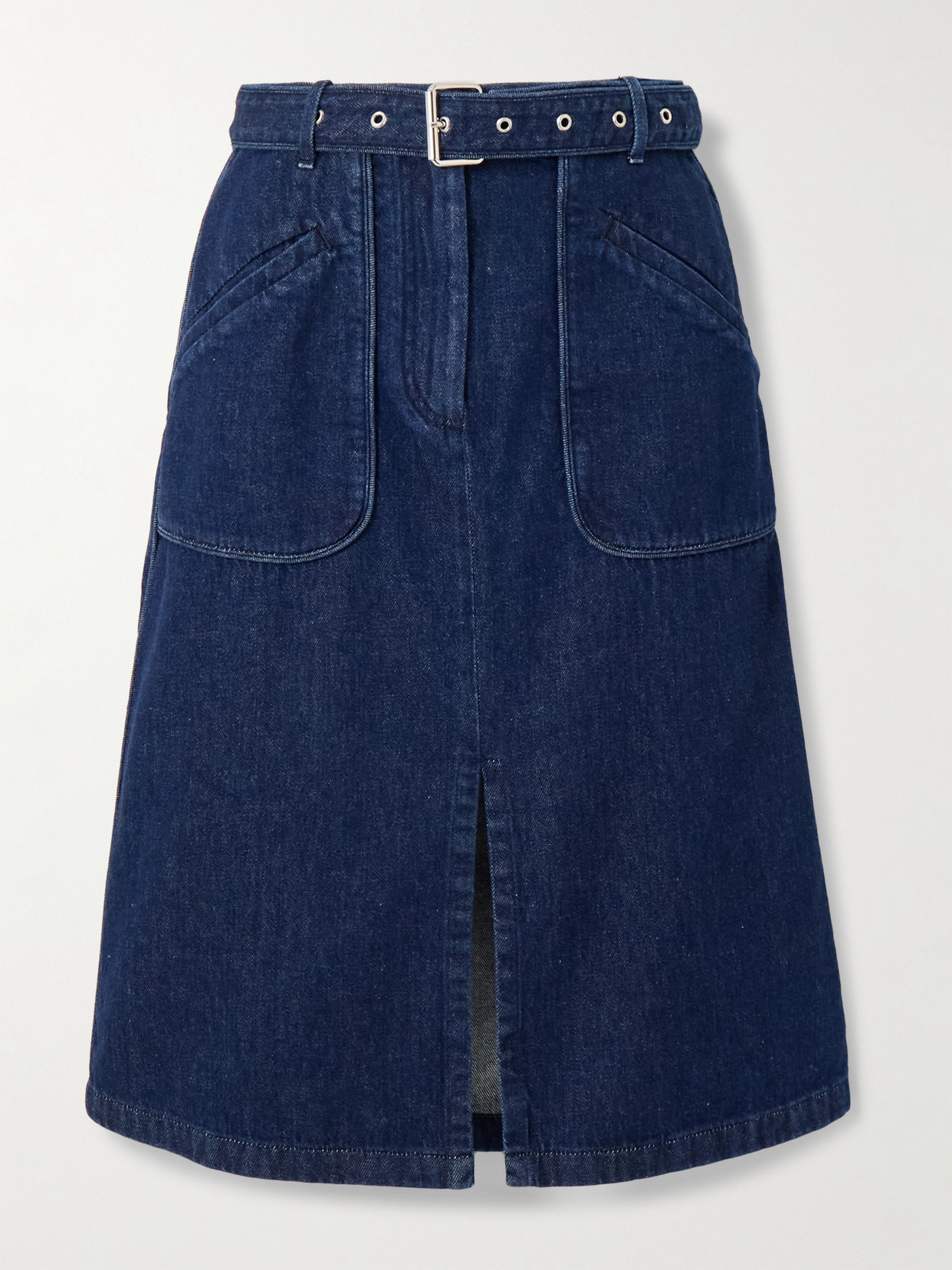 Dries Van Noten - Belted Denim Midi Skirt - Blue