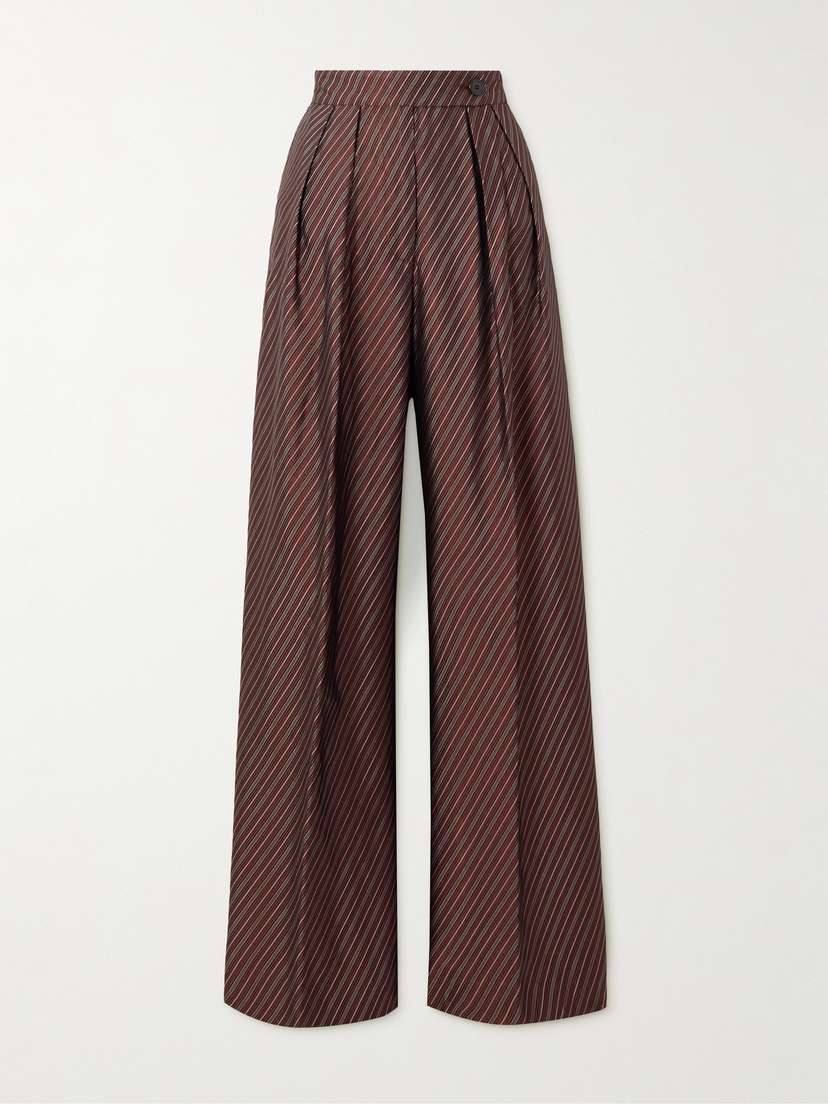 Dries Van Noten Pleated Striped Jacquard Wide-leg Pants