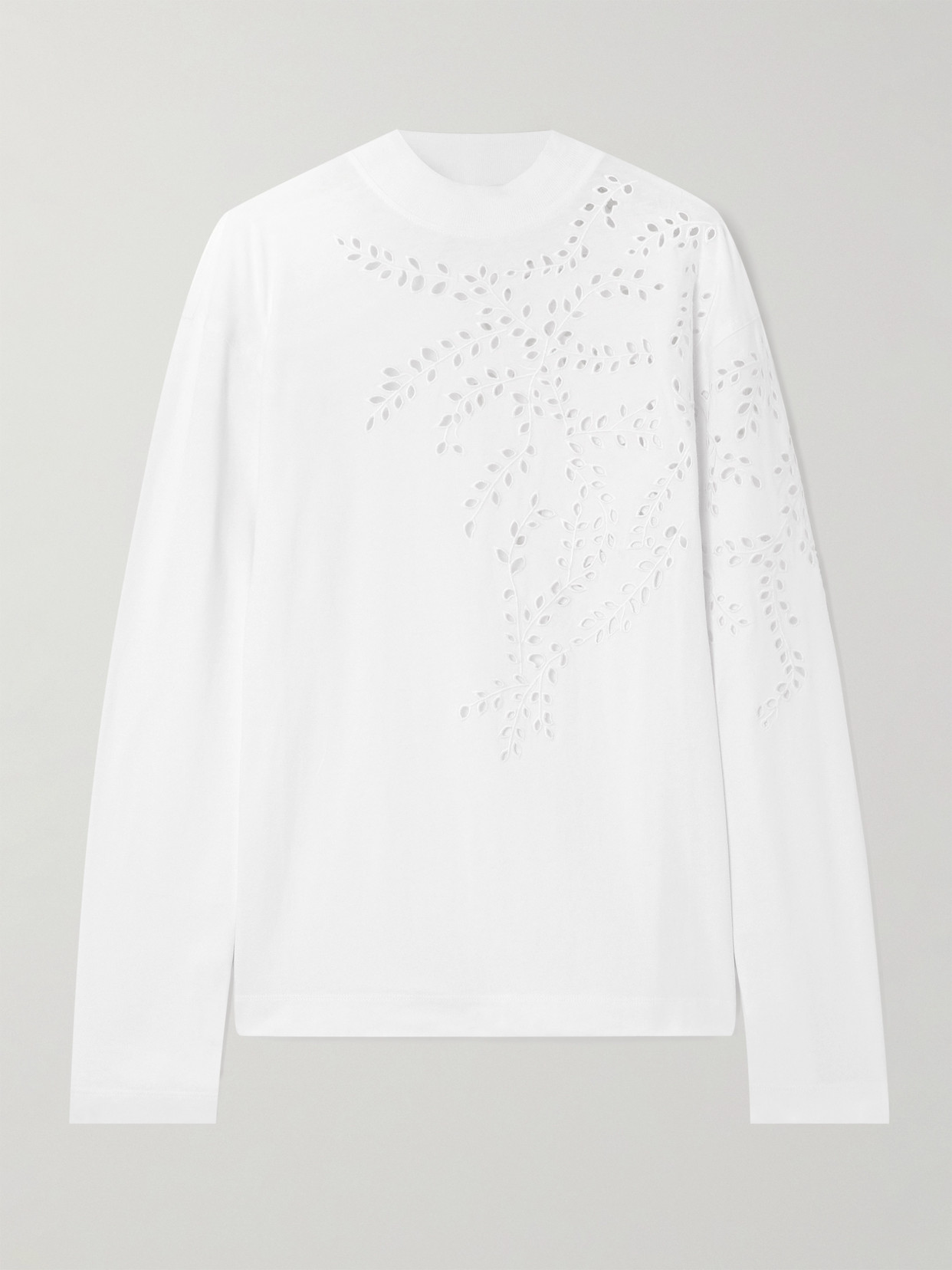 Dries Van Noten Broderie Anglaise Cotton-jersey T-shirt In White