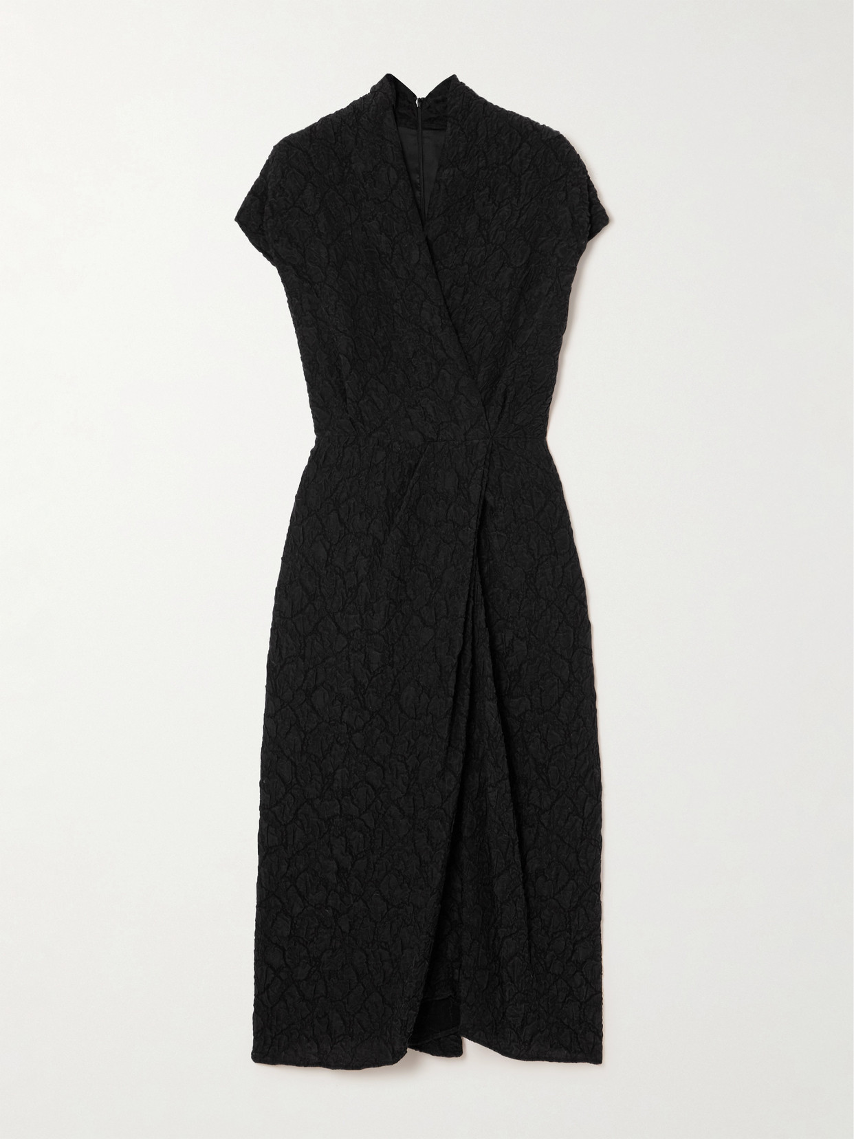 Dries Van Noten - Wrap-effect Cloqué Midi Dress - Black