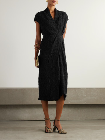 Dries Van Noten Wrap-effect cloqué midi dress