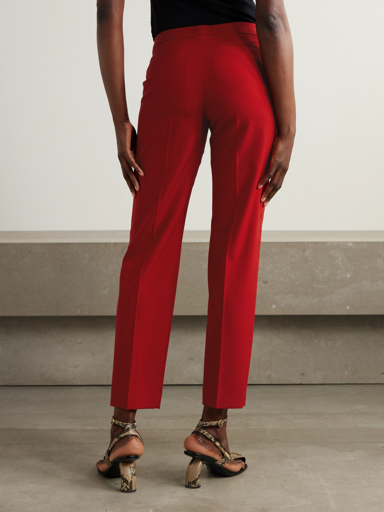 Dries Van Noten Poumas Straight Leg Wool Trousers In Red