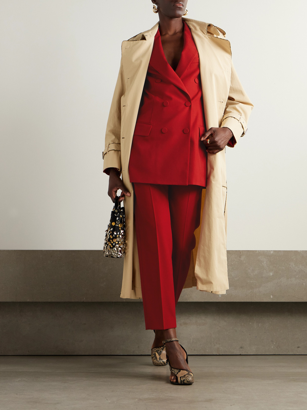 Dries Van Noten Poumas Straight Leg Wool Trousers In Red