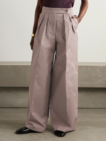 Dries Van Noten Pleated cotton-twill wide-leg pants