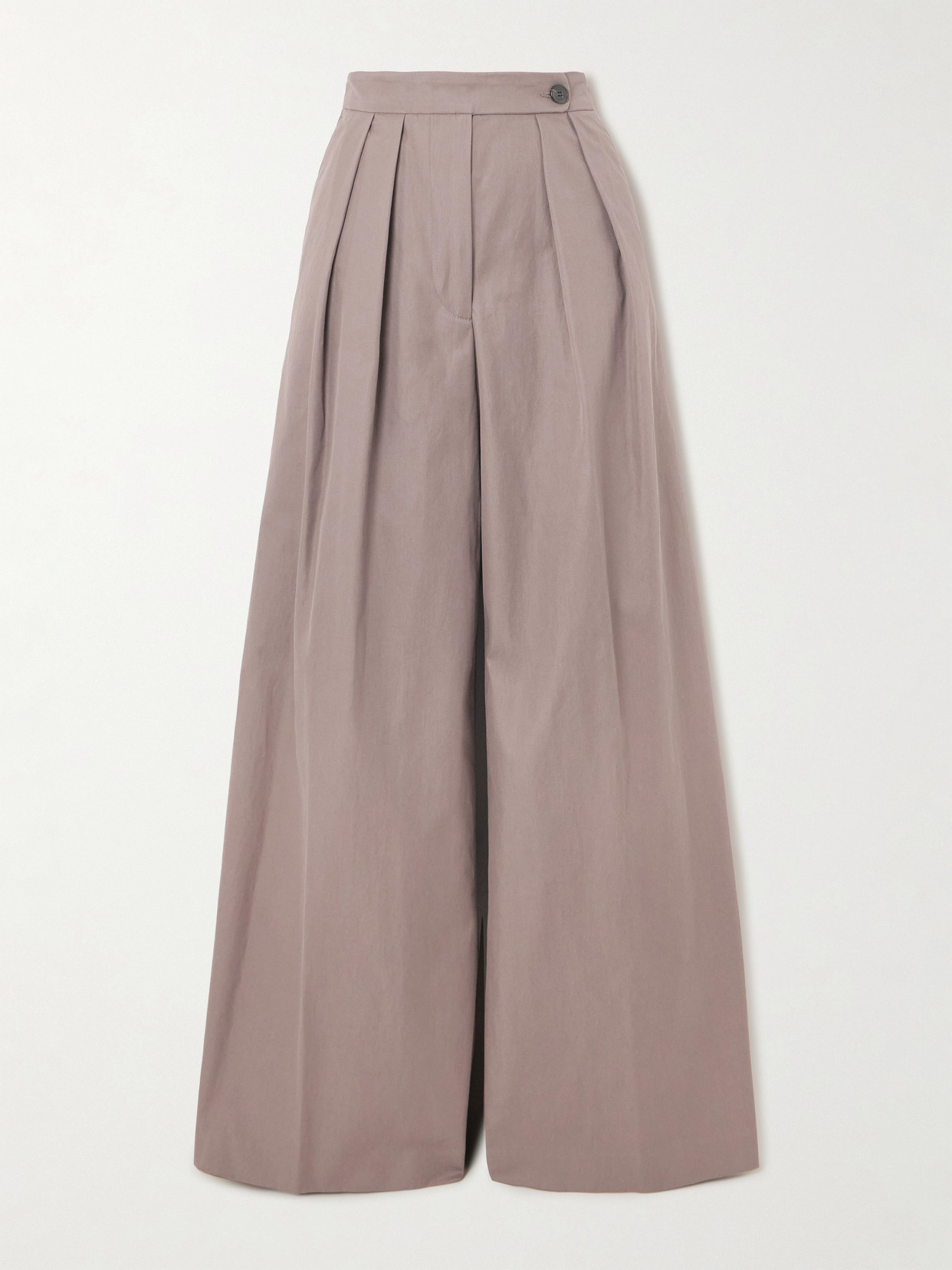 Dries Van Noten Pleated Cotton-twill Wide-leg Pants In Brown