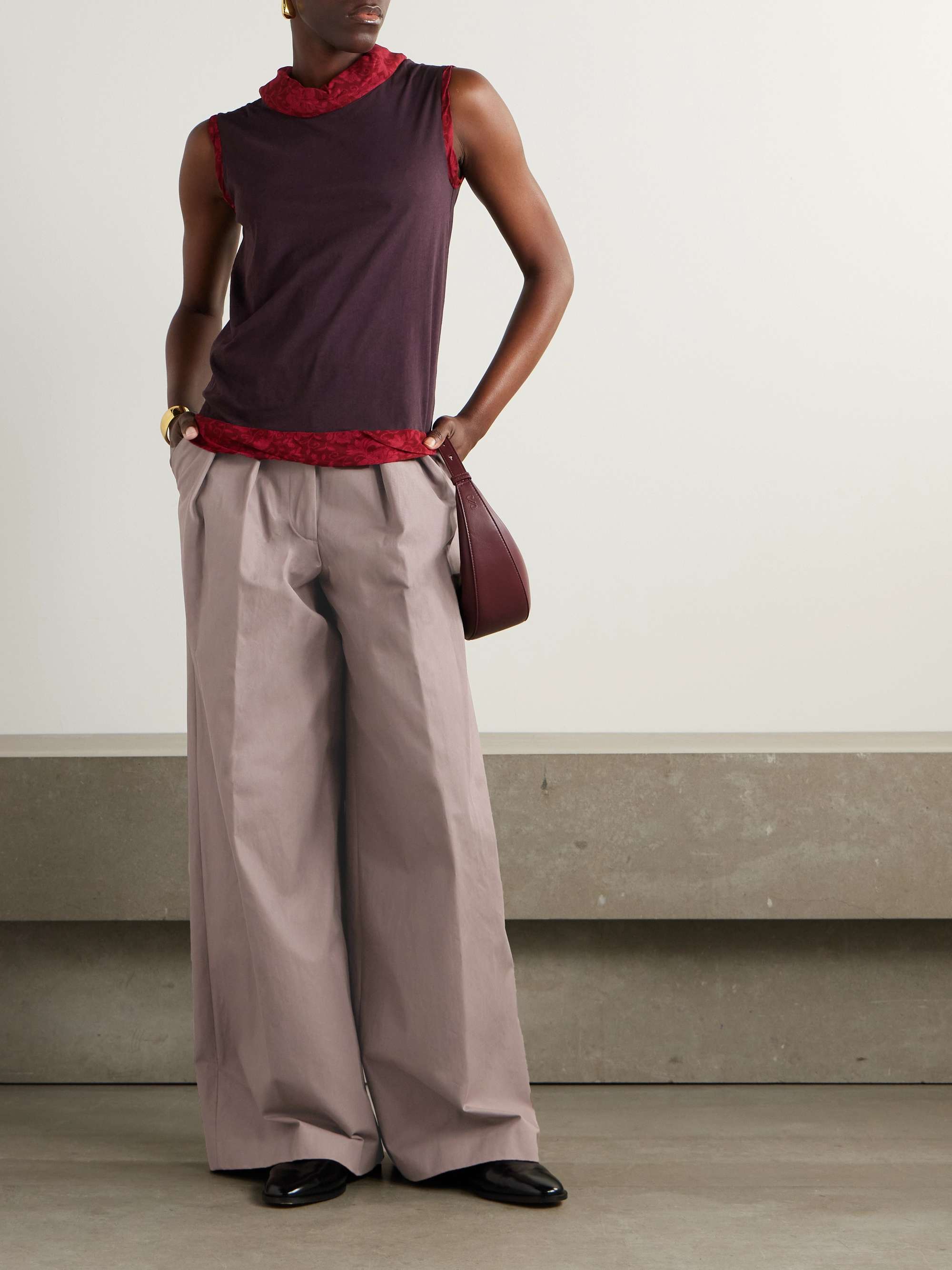 DRIES VAN NOTEN Pleated cotton-twill wide-leg pants | NET-A