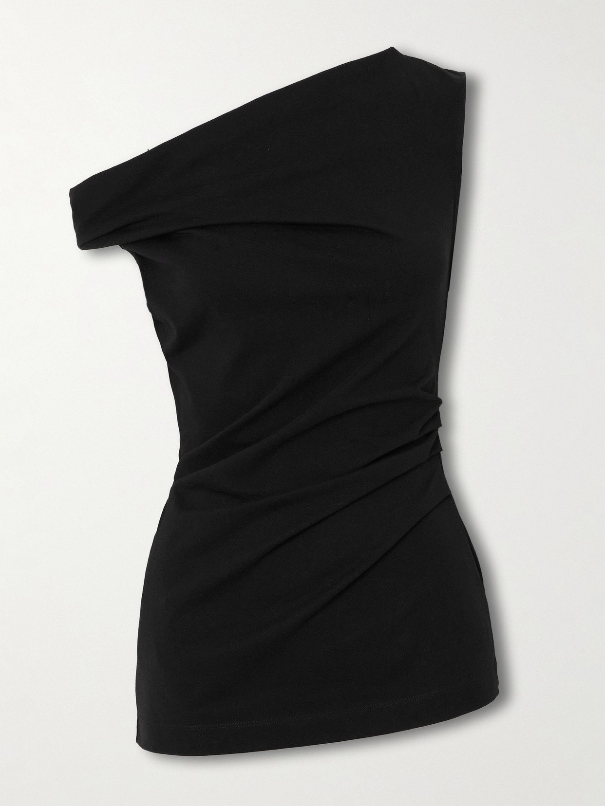 Dries Van Noten Off-the-shoulder Draped Cotton-jersey Top In Black