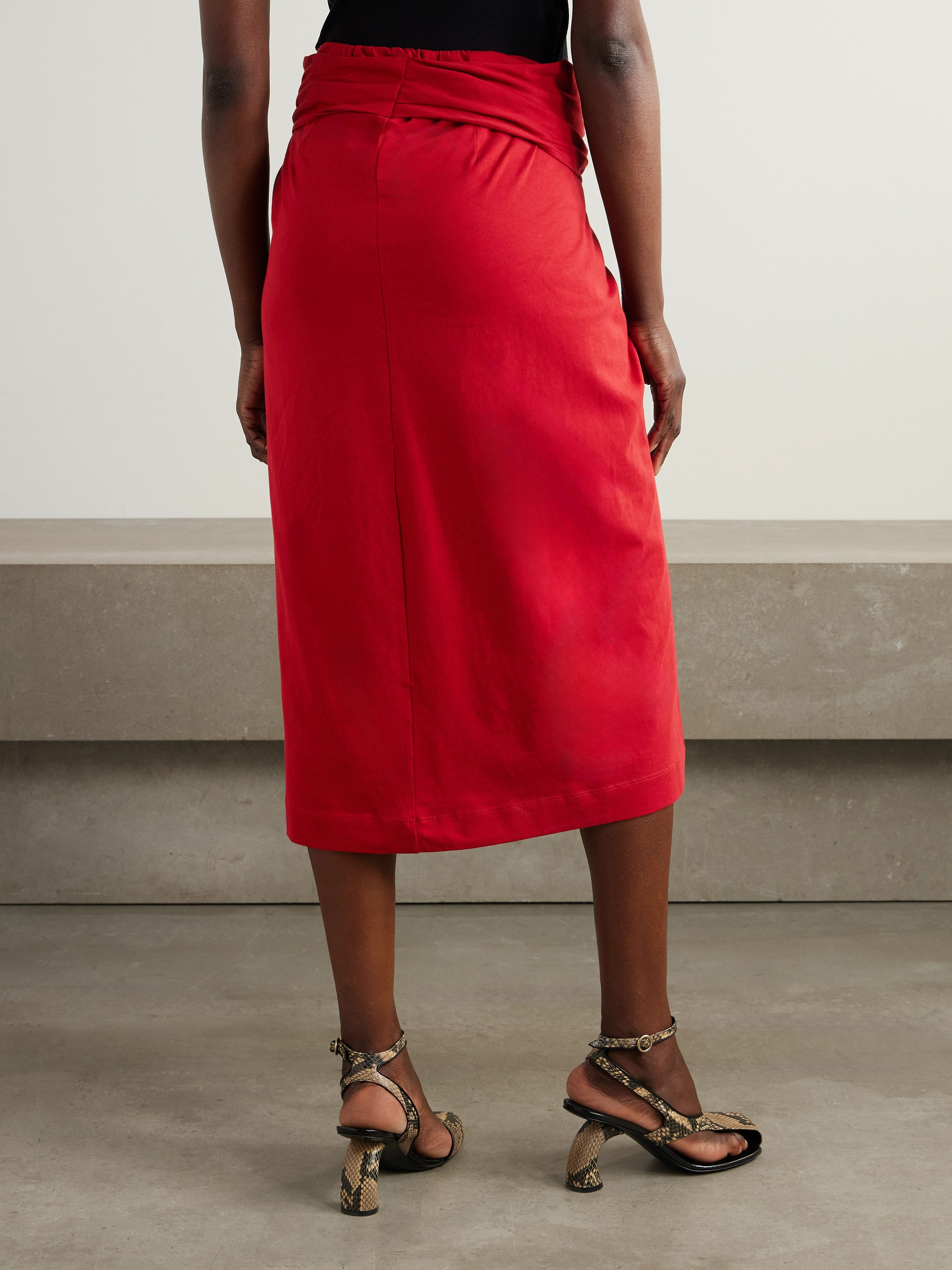 Dries Van Noten Knotted cotton-jersey midi skirt