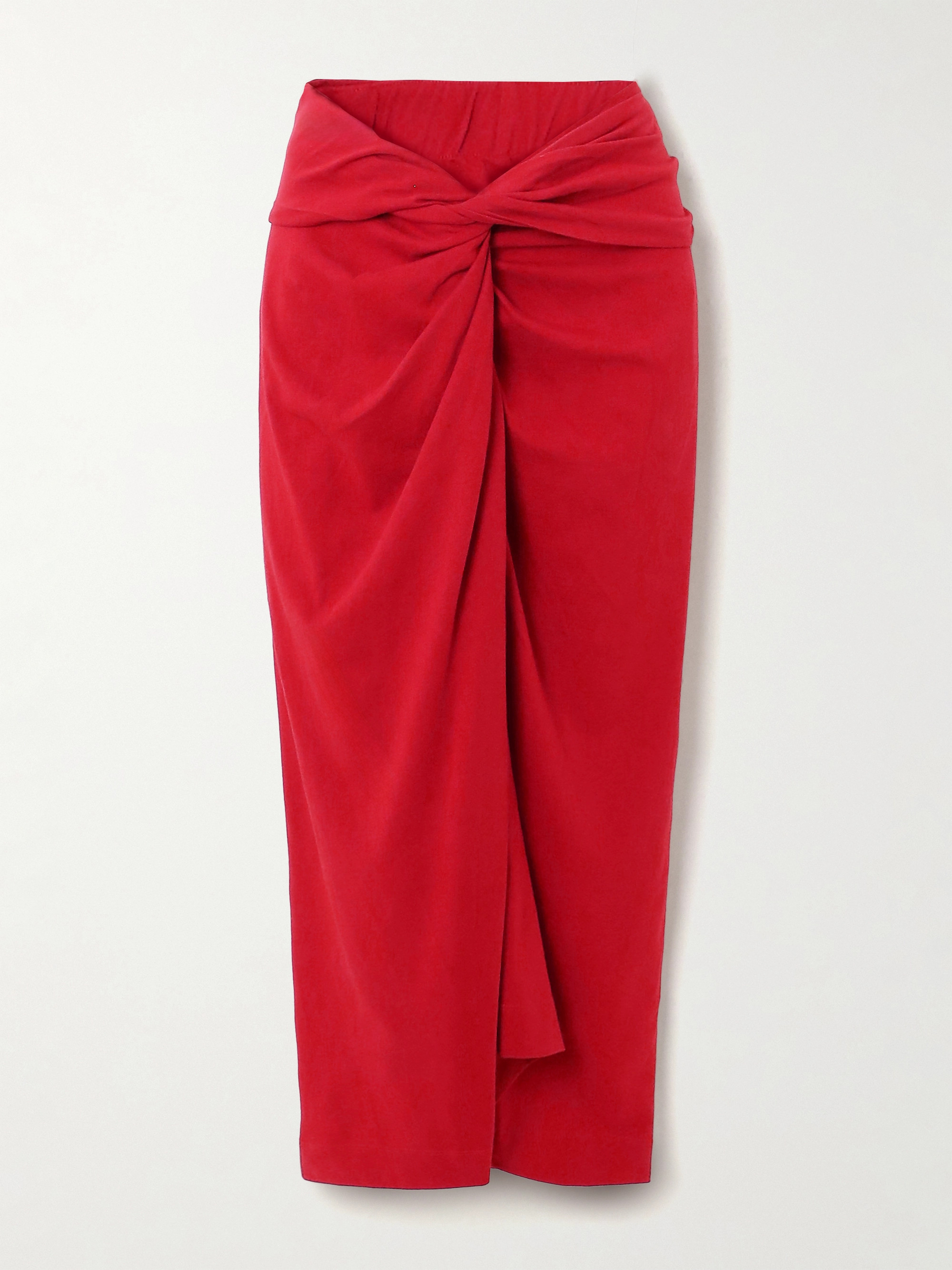 Dries Van Noten Knotted cotton-jersey midi skirt