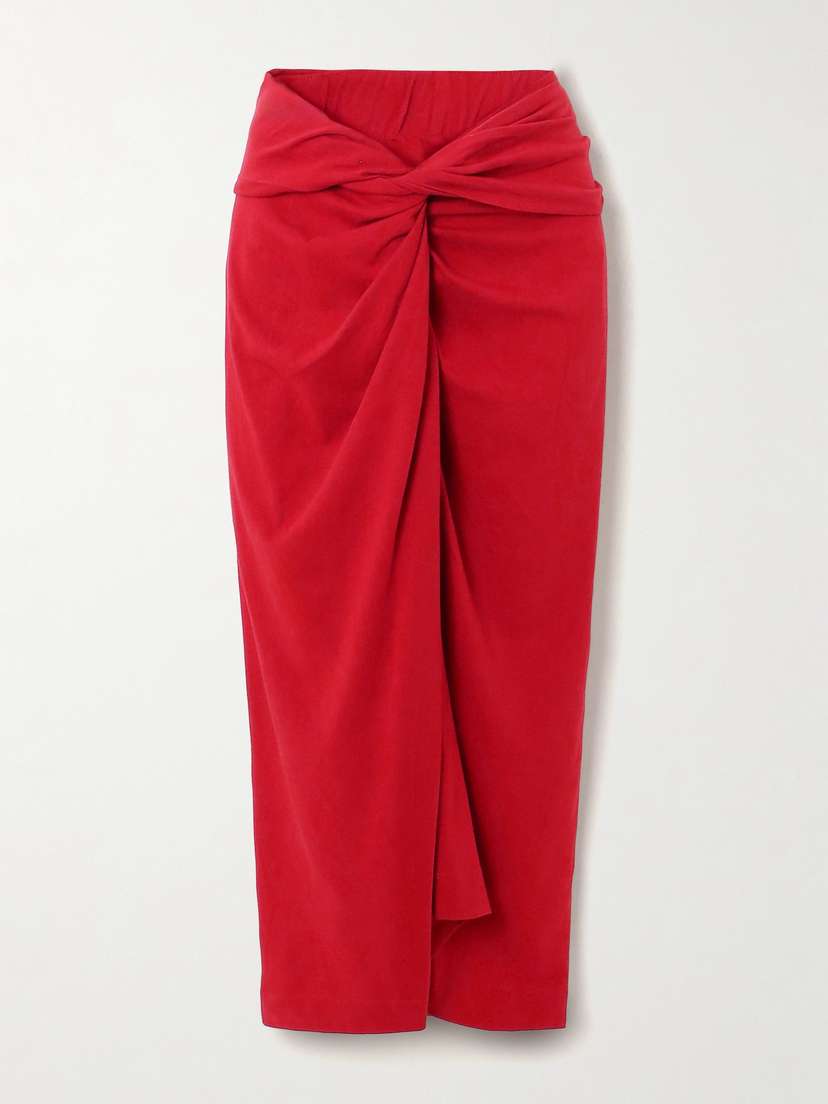 Dries Van Noten Knotted Cotton-jersey Midi Skirt