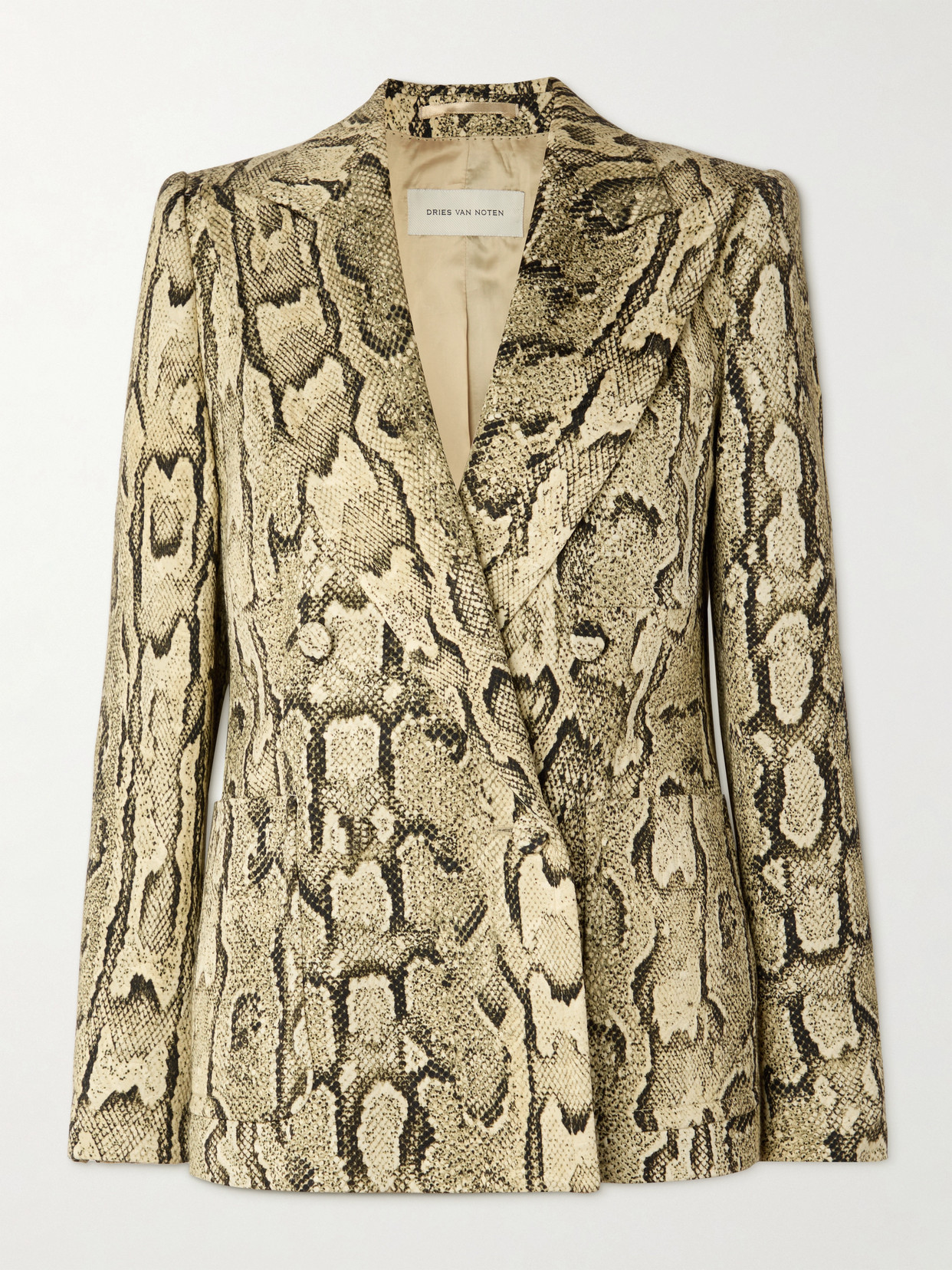 Dries Van Noten - Double-breasted Snake-print Woven Blazer - Animal print